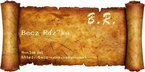 Becz Réka névjegykártya